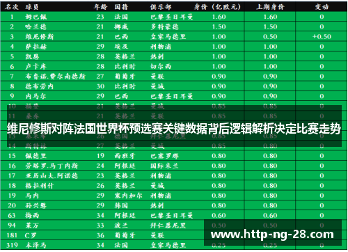 维尼修斯对阵法国世界杯预选赛关键数据背后逻辑解析决定比赛走势